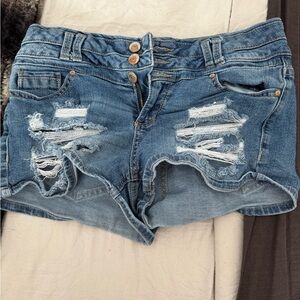 Blue Spice Ripped Denim Jean Shorts